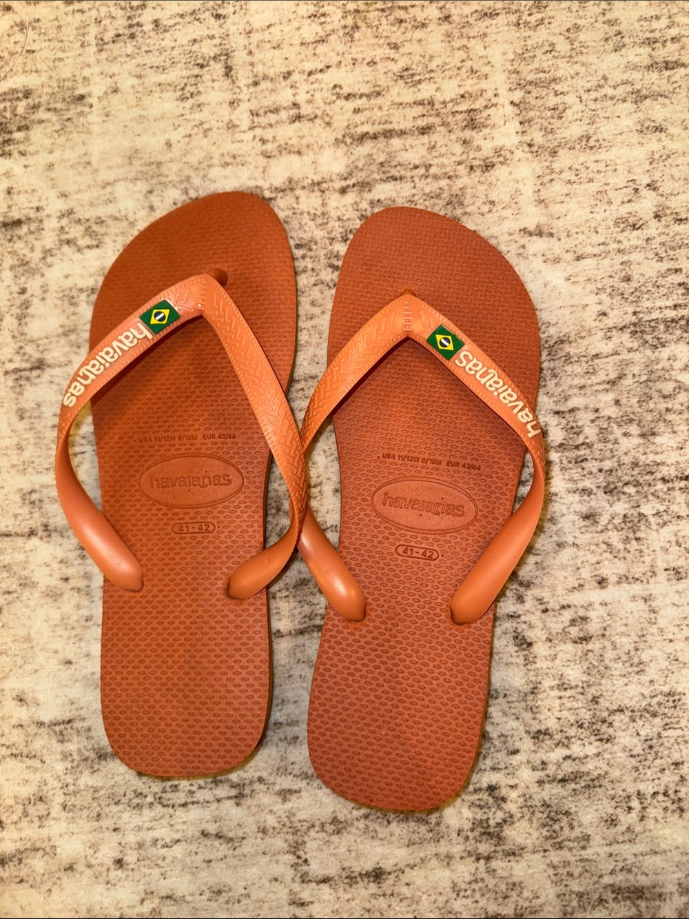 Havaianas Kids Orange Flip Flops with Brazilian Flag Accent